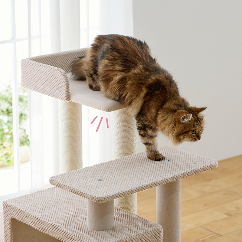 シニア猫にやさしいローステップタワー（高さ72cm 据え置き型 シニア猫
